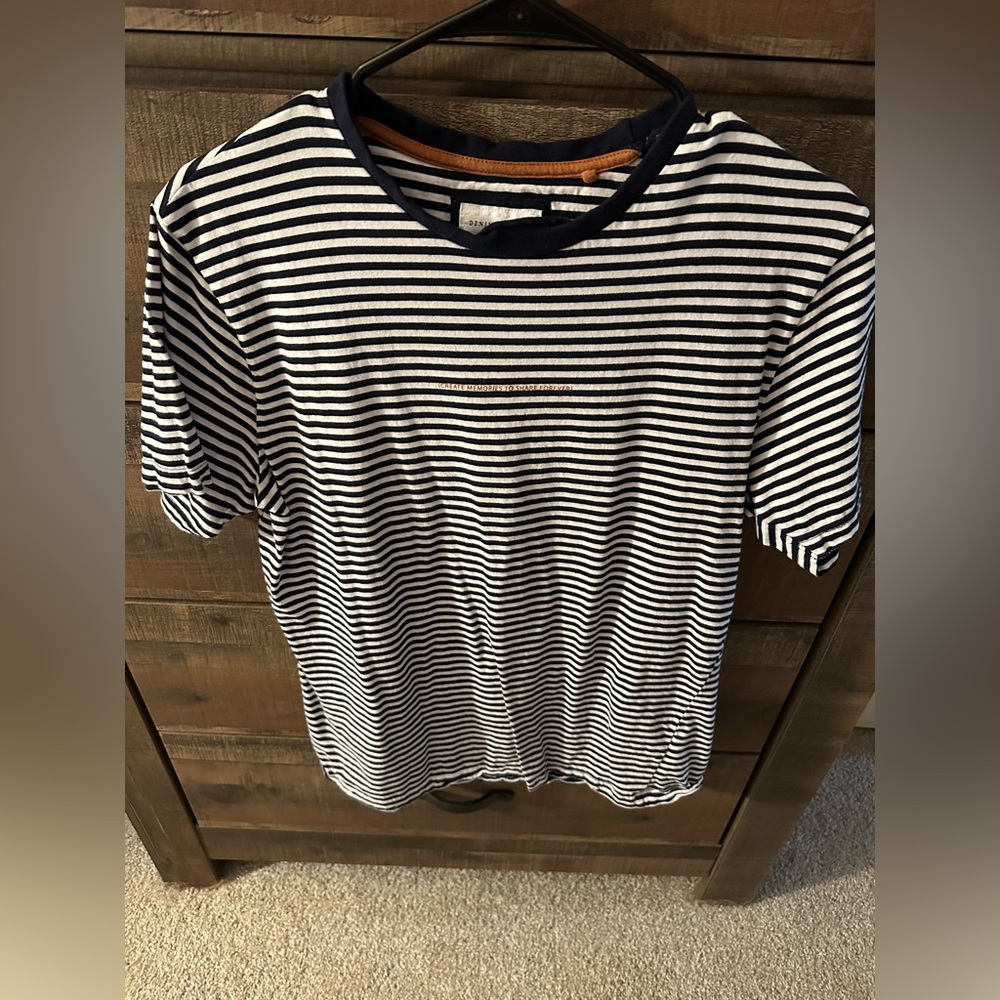 Striped Denim & Flower shirt